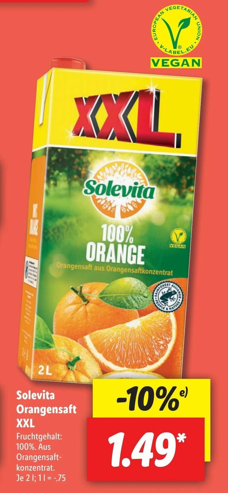 Solevita Orangensaft Xxl Liter Angebot Bei Lidl