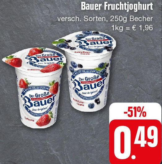 Bauer Fruchtjoghurt 250 G Becher Angebot Bei Edeka