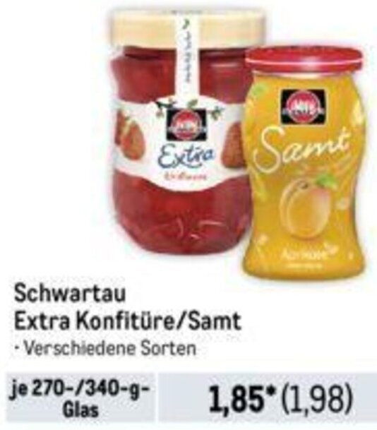 Schwartau Extra Konfit Re Samt G Glas Angebot Bei Metro