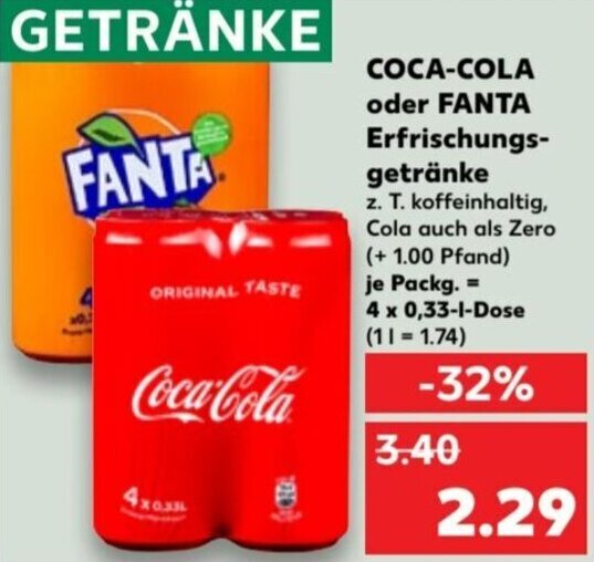 Coca Cola Oder Fanta Erfrischungsgetr Nke X L Dose Angebot Bei