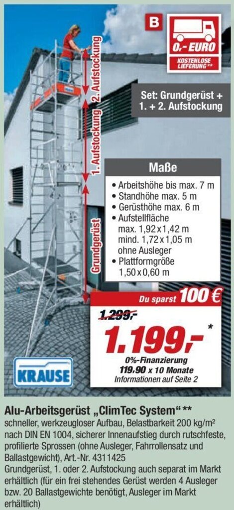 KRAUSE Alu Arbeitsgerüst ClimTec System Angebot bei toom Baumarkt