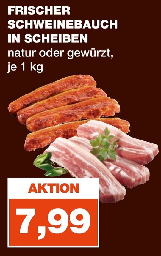 Frischer Schweinebauch In Scheiben Natur Oder Gew Rzt Je Kg Angebot