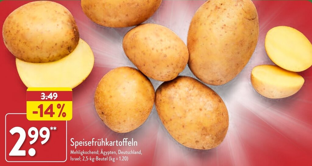 Speisefrühkartoffeln 2 5 kg Beutel Angebot bei Aldi Nord