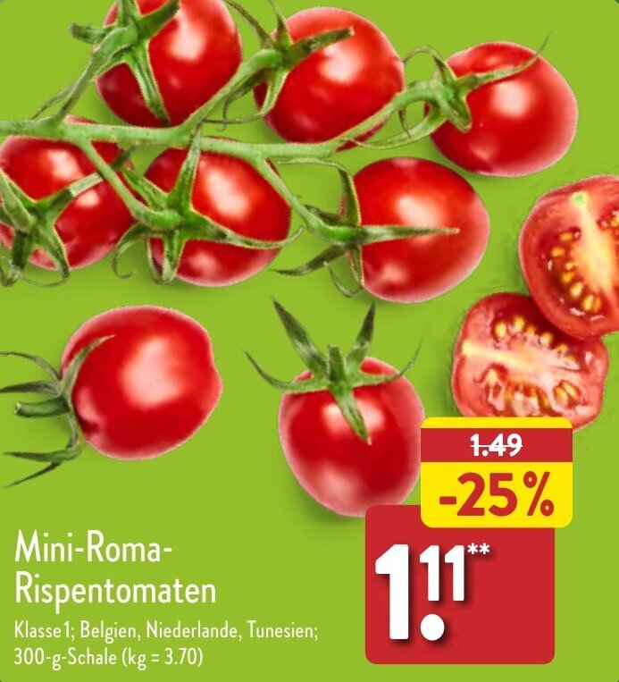 Mini Roma Rispentomaten G Schale Angebot Bei Aldi Nord