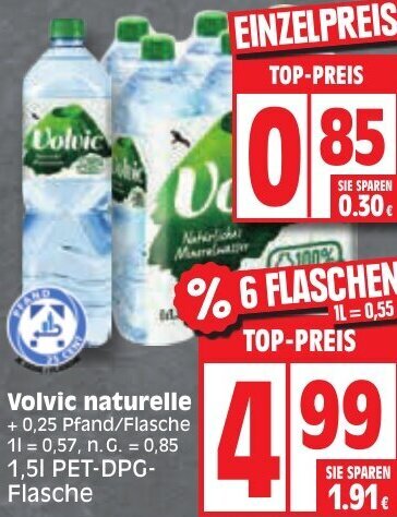 Volvic Naturelle L Pet Dpg Flasche Angebot Bei Edeka