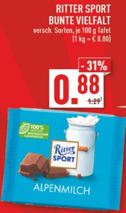 RITTER SPORT BUNTE VIELFALT 100 G Tafel Angebot Bei Marktkauf