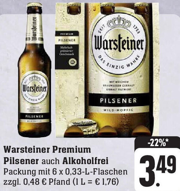 Warsteiner Premium Pilsener Auch Alkoholfrei Packung Mit 6 X 0 33 L