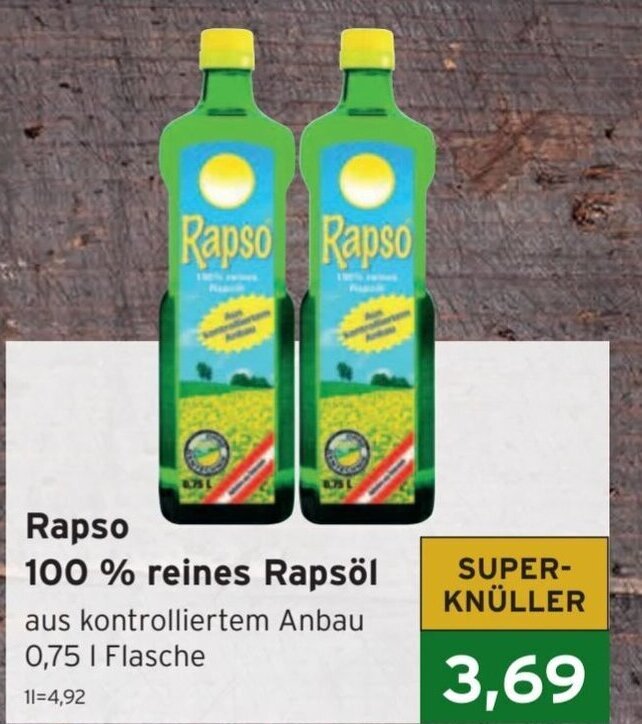 Rapso 100 reines Rapsöl 750ml Angebot bei CAP Markt