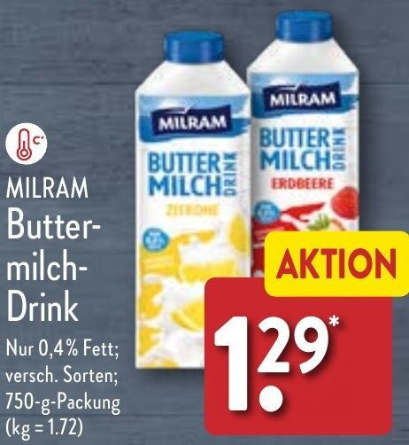 Milram Buttermilch Drink G Packung Angebot Bei Aldi Nord