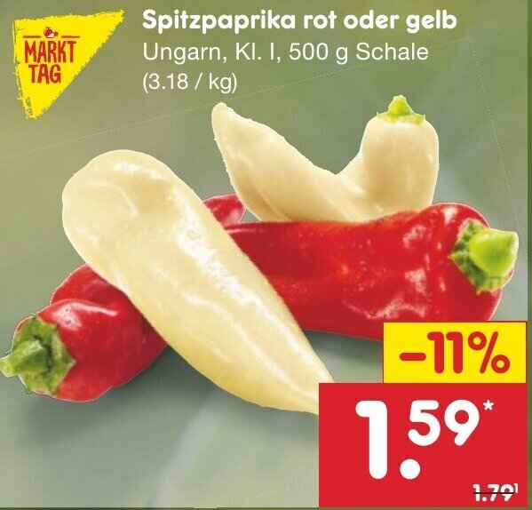 Spitzpaprika Rot Oder Gelb G Schale Angebot Bei Netto Marken Discount