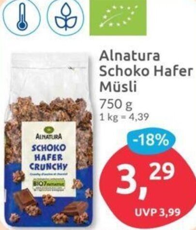 Alnatura Schoko Hafer Müsli 750 g Angebot bei Budni