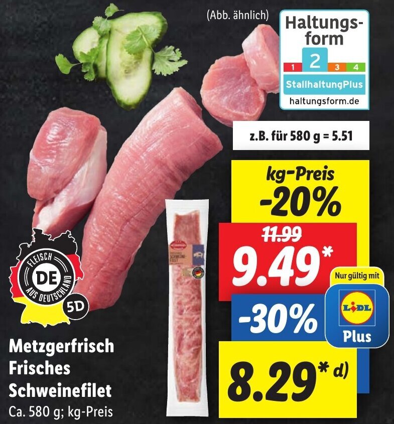 Metzgerfrisch Frisches Schweinefilet Ca G Angebot Bei Lidl