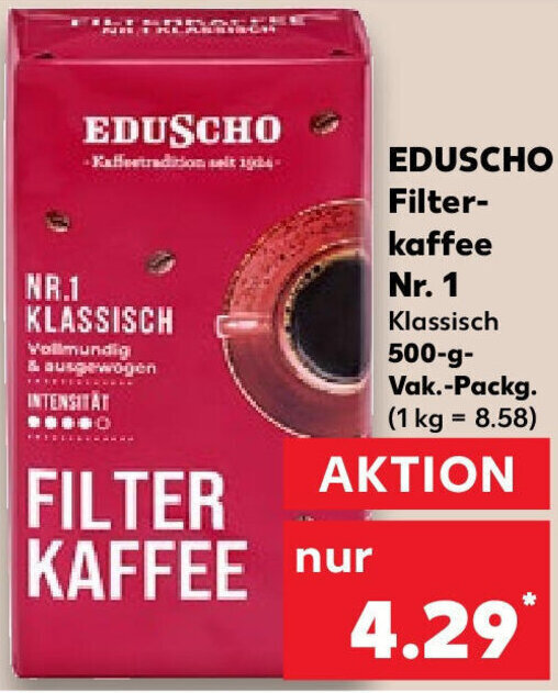 Eduscho Filterkaffee Nr Klassisch G Vak Packg Angebot Bei Kaufland