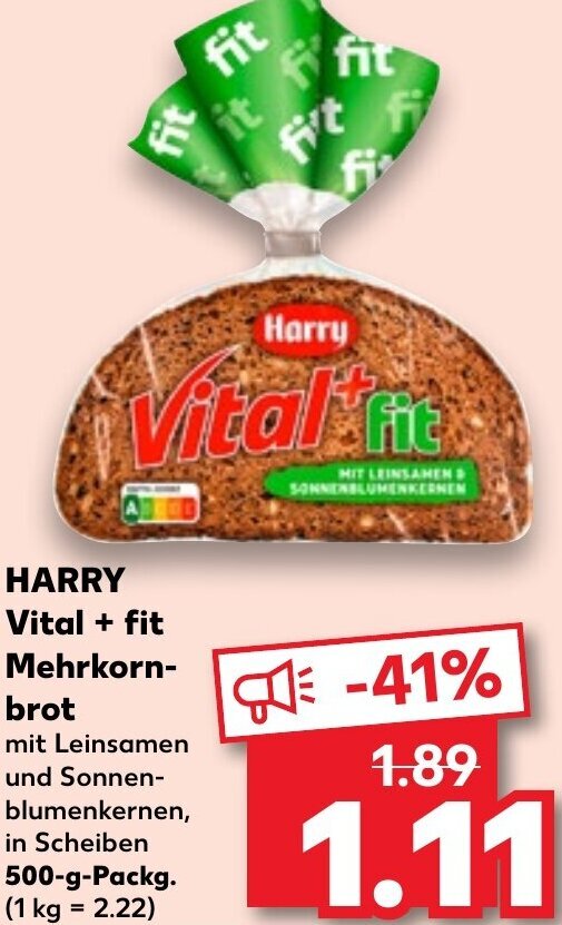 HARRY Vital Fit Mehrkornbrot 500 G Packg Angebot Bei Kaufland