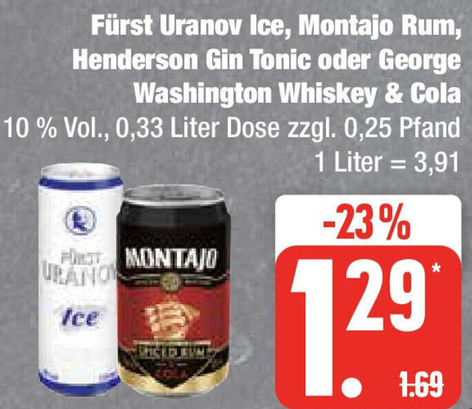 F Rst Uranov Ice Montajo Rum Henderson Gin Tonic Oder George