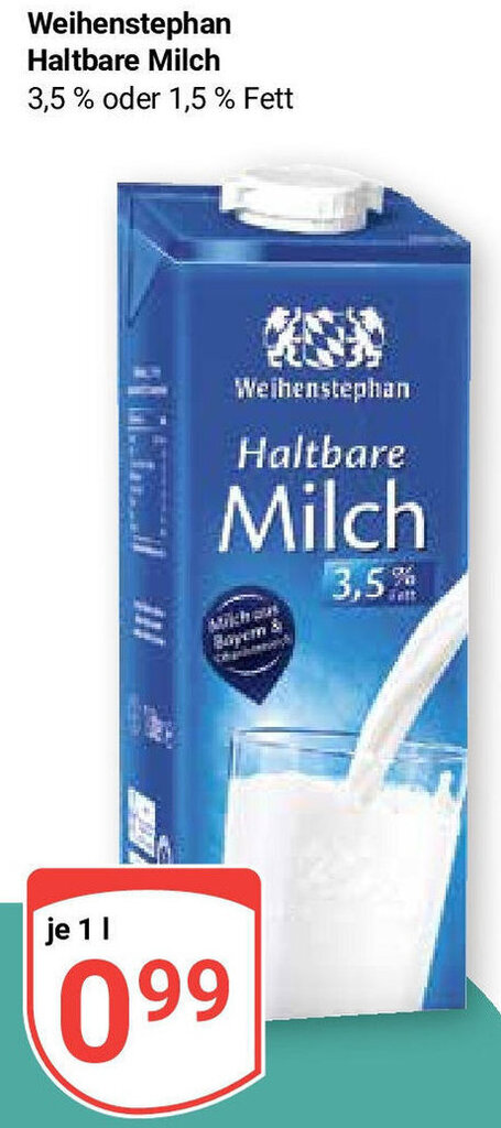 Weihenstephan Haltbare Milch 1 L Angebot Bei Globus