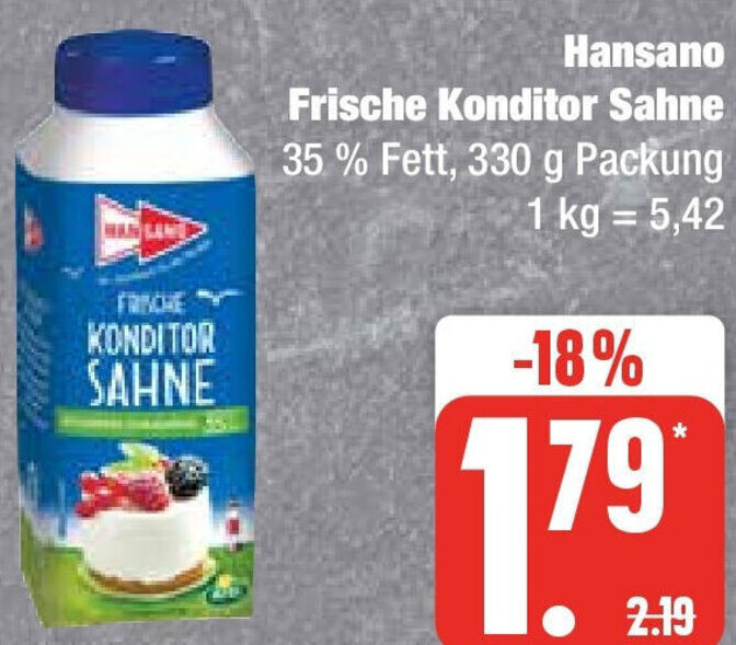 Hansano Frische Konditor Sahne G Packung Angebot Bei Edeka