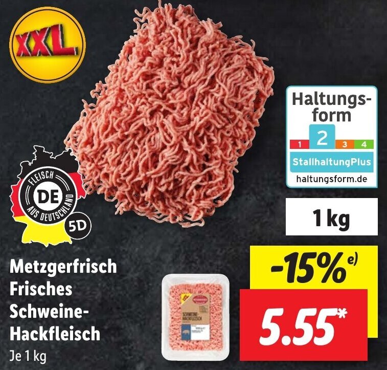 Metzgerfrisch Frisches Schweine Hackfleisch 1 Kg Angebot Bei Lidl