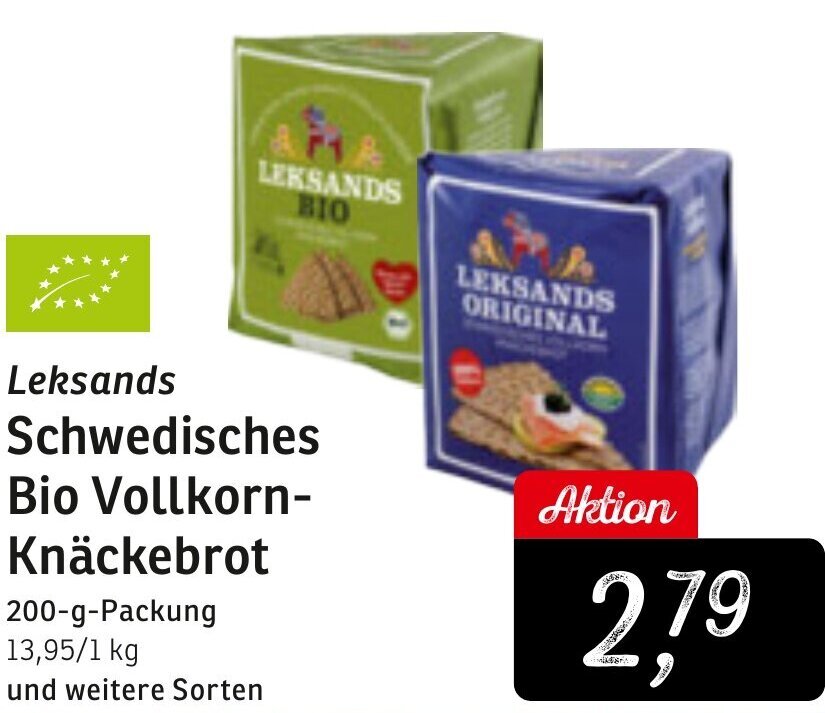 Leksands Schwedisches Bio Vollkorn Knäckebrot 200 g Packung Angebot bei