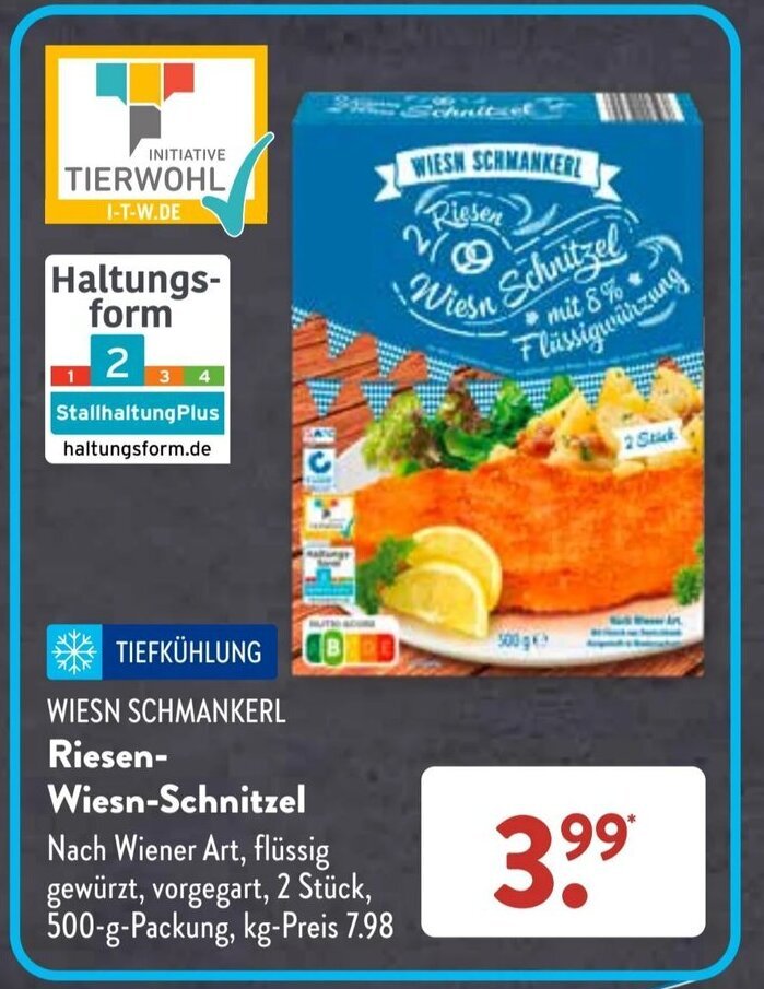 WIESN SCHMANKERL Riesen Wiesn Schnitzel 500 g Packung Angebot bei Aldi Süd