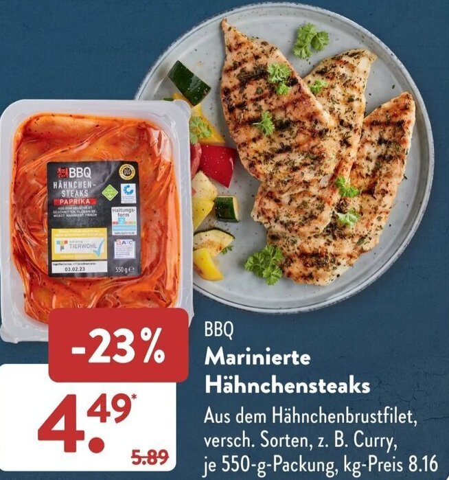 Bbq Marinierte H Hnchensteaks G Packung Angebot Bei Aldi S D