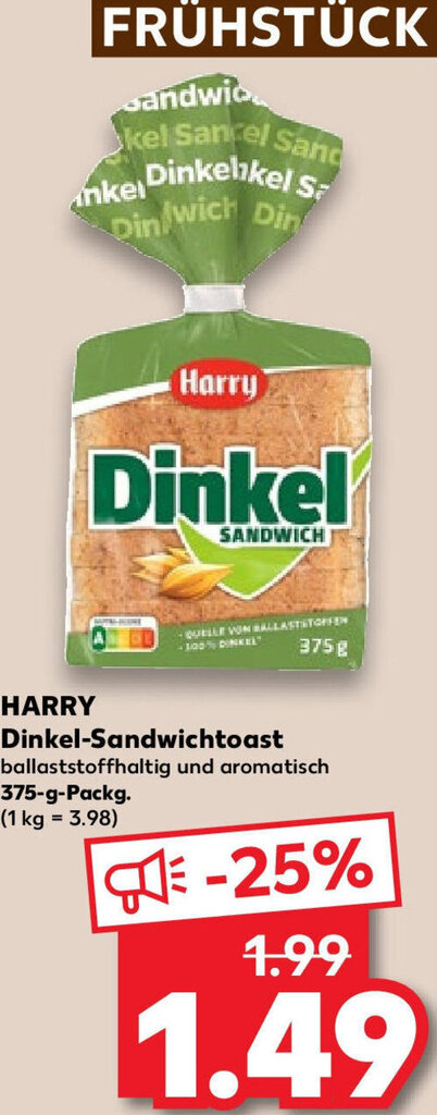 Harry Dinkel Sandwichtoast G Packg Angebot Bei Kaufland