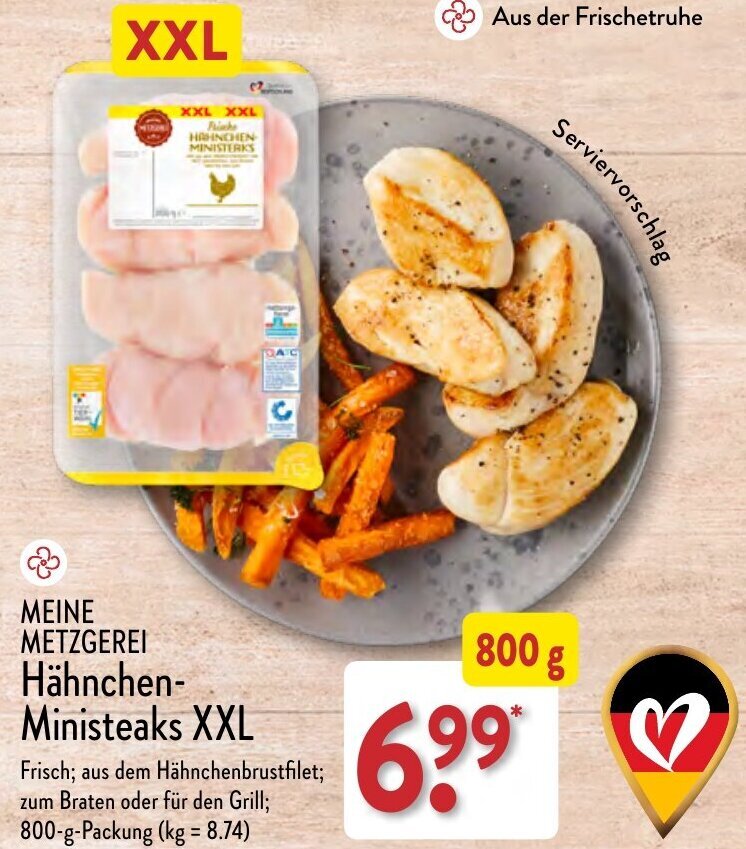 MEINE METZGEREI Hähnchen Ministeaks XXL 800 g Angebot bei Aldi Nord