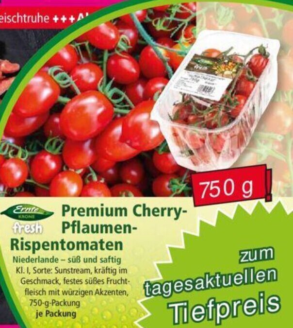 Ernte Krone Fresh Premium Cherry Pflaumen Rispentomaten 750 G Angebot