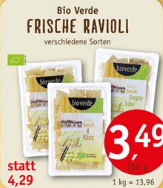 Bio Verde FRISCHE RAVIOLI 250 G Angebot Bei Erdkorn Biomarkt