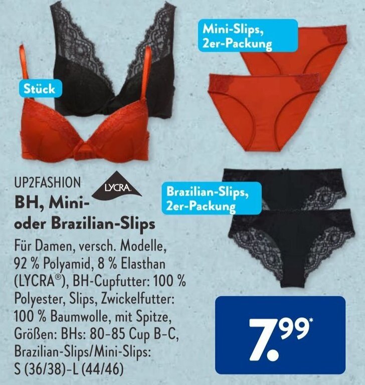 Up Fashion Lycra Bh Mini Oder Brazilian Slips Angebot Bei Aldi S D