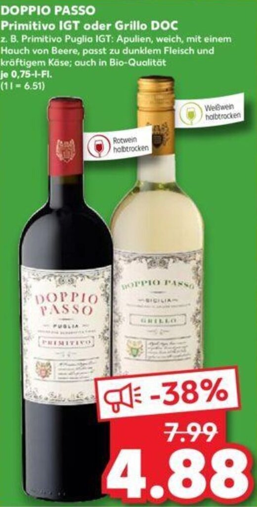 Doppio Passo Primitivo Igt Oder Grillo Doc L Fl Angebot Bei Kaufland