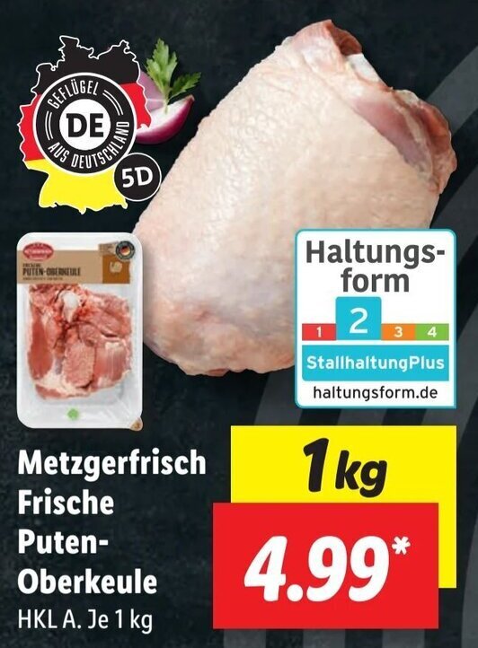 Metzgerfrisch Frische Puten Oberkeule 1kg Angebot Bei Lidl