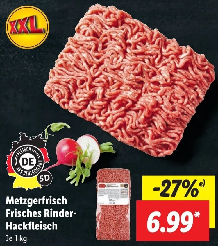 Metzgerfrisch Frisches Rinder Hackfleisch Kg Angebot Bei Lidl