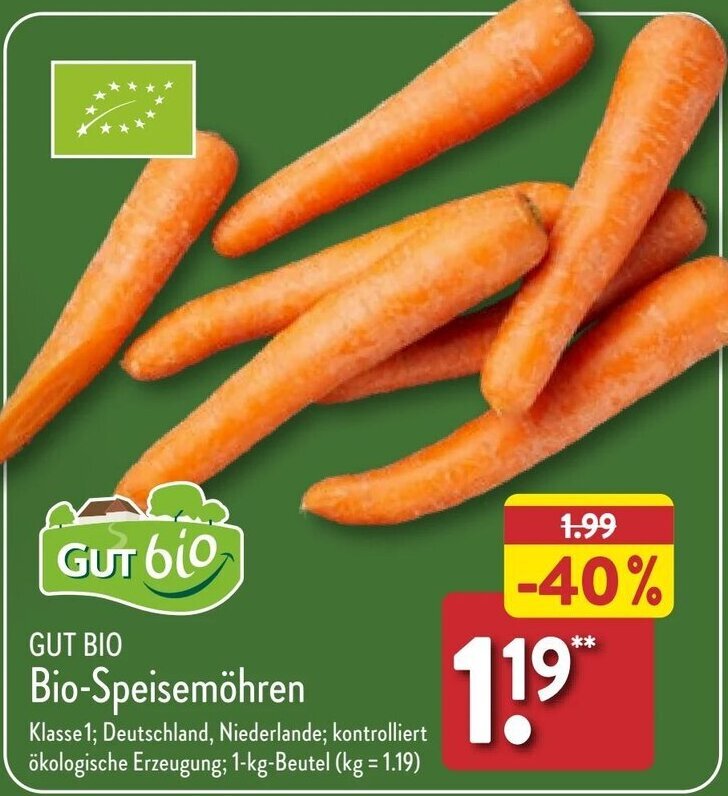 GUT BIO Bio Speisemöhren 1 kg Beutel Angebot bei Aldi Nord