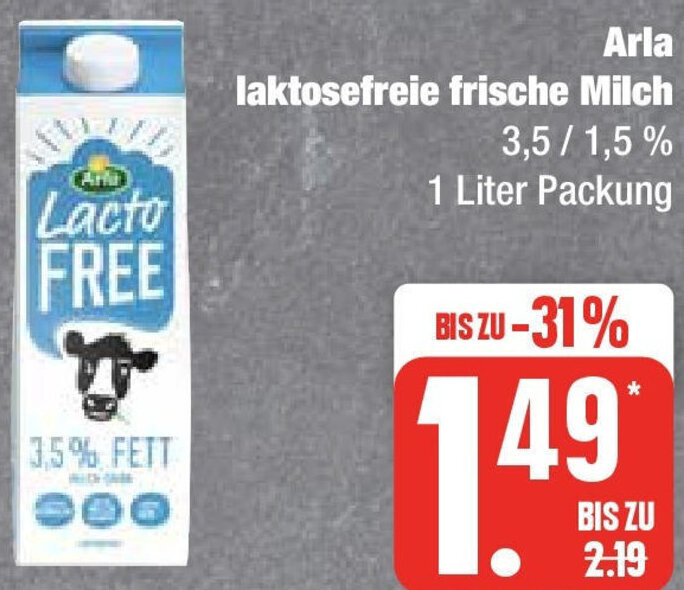 Arla Laktosefreie Frische Milch Liter Packung Angebot Bei Edeka