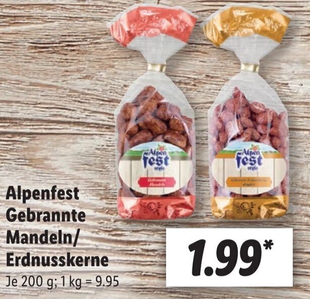 Alpenfest Gebrannte Mandeln Erdnusskerne G Angebot Bei Lidl