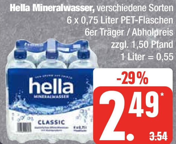 Hella Mineralwasser X Liter Pet Flaschen Angebot Bei Edeka