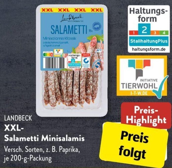 LANDBECK XXL Salametti Minisalamis 200 g Packung Angebot bei Aldi Süd