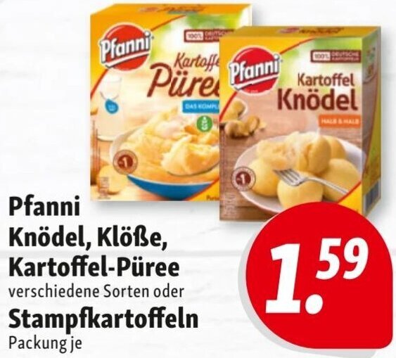 Pfanni Knödel Klöße Kartoffel Püree oder Stampfkartoffeln Angebot bei