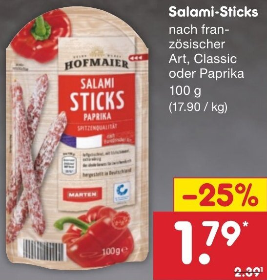 HOFMAIER Salami Sticks 100 G Angebot Bei Netto Marken Discount