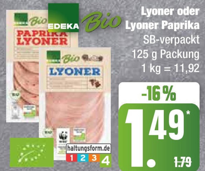 Edeka Bio Lyoner Oder Lyoner Paprika 125 G Packung Angebot Bei Edeka