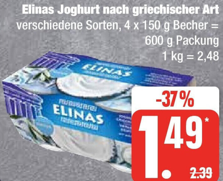 Elinas Joghurt Nach Griechischer Art G Packung Angebot Bei Edeka