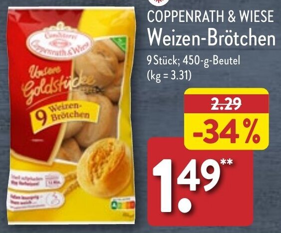 COPPENRATH WIESE Weizen Brötchen 450 g Beutel Angebot bei Aldi Nord