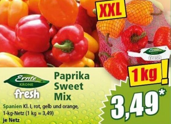 Ernte Krone Fresh Paprika Sweet Mix Kg Angebot Bei Norma