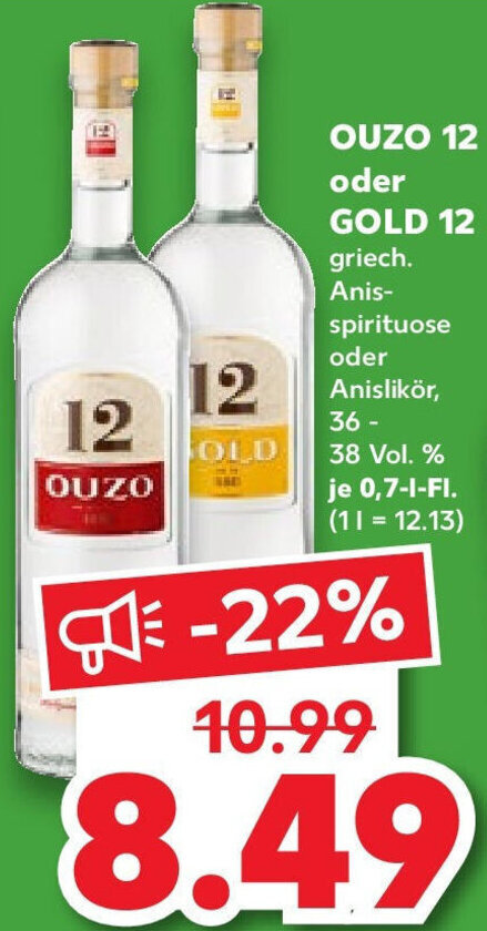 OUZO 12 Oder GOLD 12 0 7 L Fl Angebot Bei Kaufland