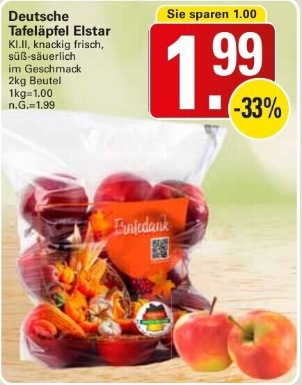 Deutsche Tafeläpfel Elstar 2kg Beutel Angebot bei WEZ