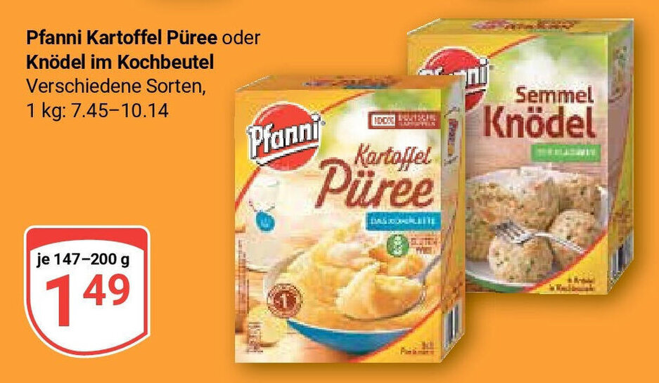 Pfanni Kartoffel Püree oder Knödel im Kochbeutel 147 200 g Angebot bei