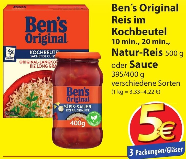 Becher Ben S Original Reis Im Kochbeutel Natur Reis G Oder Sauce