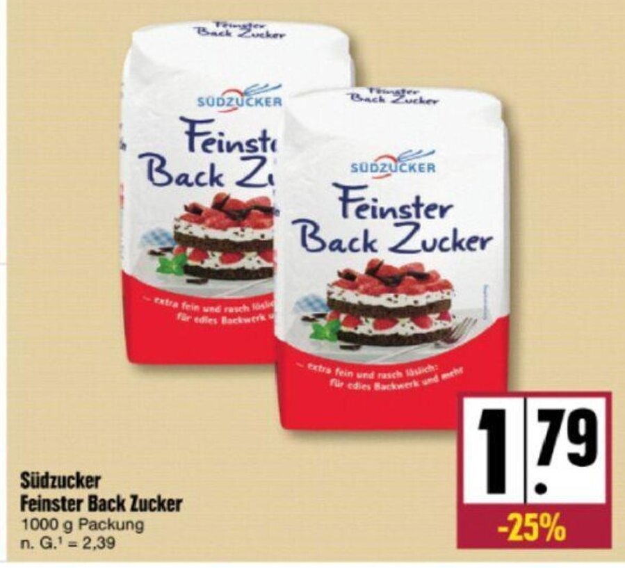 Südzucker Feinster Back Zucker 1kg Angebot bei nah gut