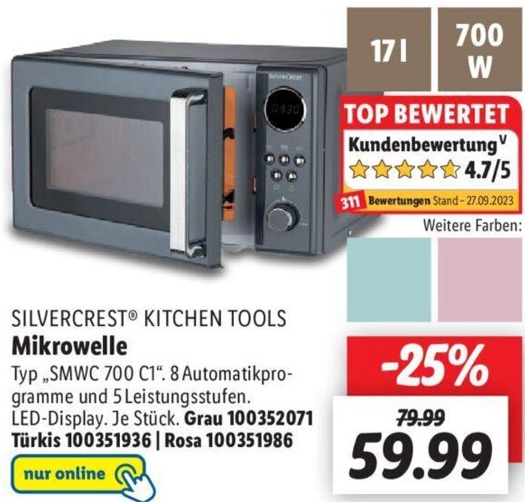 SILVERCREST KITCHEN TOOLS Mikrowelle SMWC 700 C1 Angebot Bei Lidl